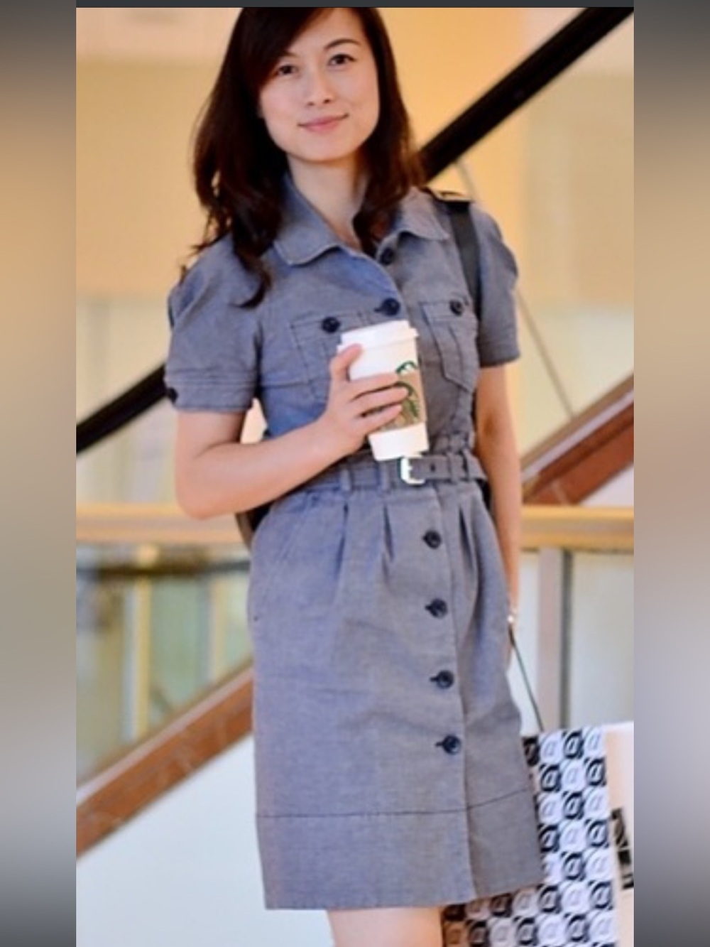 Marc By Marc Jacobs Girls Gray Button-Front Belted Dress